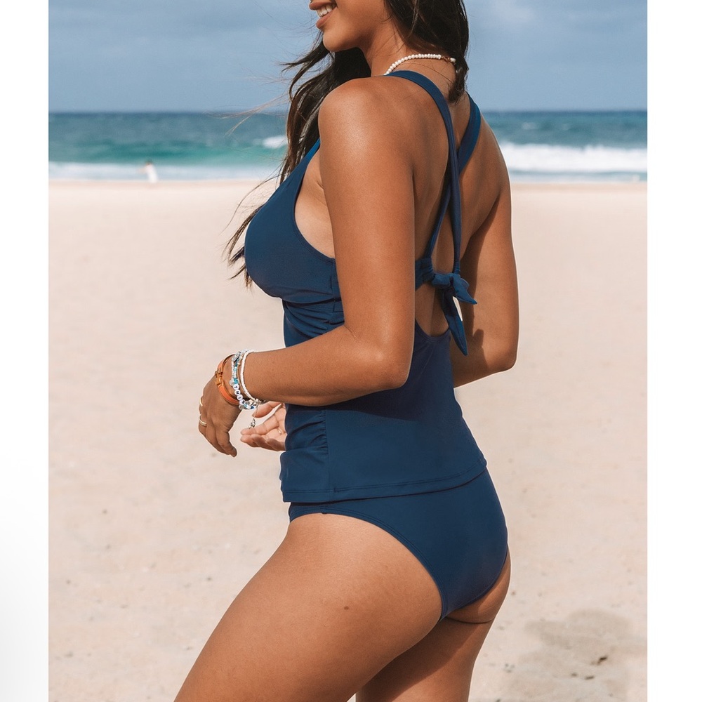 Cupshe Escaping Crossback Tankini Top (top only), NWT - Picture 3 of 6